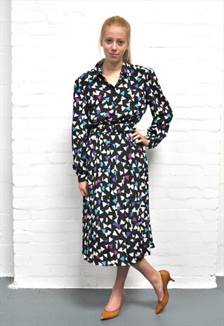 VINTAGE 80'S GRAPHIC PRINT SHIRT DRESS