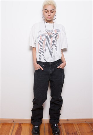 VINTAGE 90S LEE BLACK REGULAR FIT DENIM JEANS ID:7030
