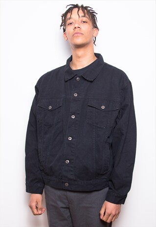 VINTAGE 90S ROUTE 66 BLACK DENIM JACKET ID:1300