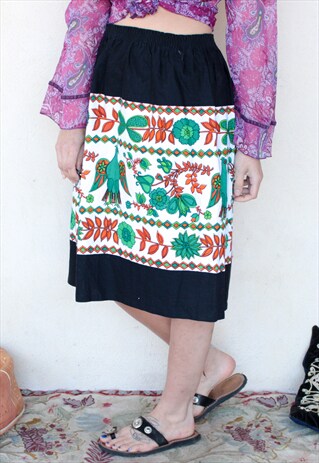 VINTAGE 70'S PEACOCK MIDI SKIRT