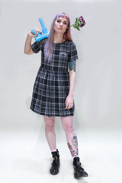 Lizzie Grey Tartan Dress