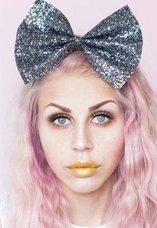 GUNMETAL CHUNKY GLITTER OVERSIZED HAIR BOW