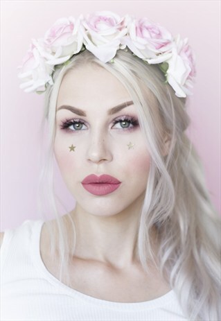 ROSALIE BLUSH PINK AND WHITE ROSE FLOWER CROWN