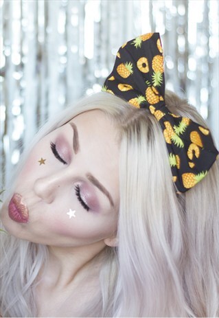 BLACK PINEAPPLE OVERSIZED BOW HEADBAND