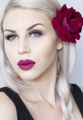 CLARET RED ROSE FLOWER HAIR CLIP
