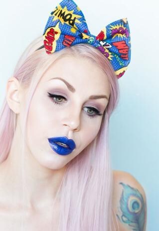 BLUE COMIC ZAP OVERSIZED BOW HEADBAND