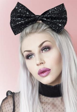 BLACK GLITTER SUPER SIZED HAIR BOW