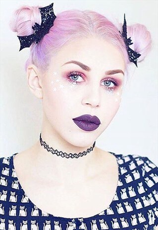 BLACK GLITTER BATS - SET OF 2 - HAIR CLIPS