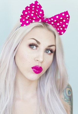 PINK POLKA DOT OVERSIZED BOW HEADBAND