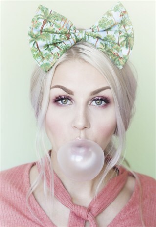 TROPICAL PALM TREE OVERSIZED BOW HEADBAND