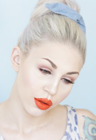 BLEACHED OUT DENIM WIRE BUN TIE - HAIR TIE - TOP KNOT