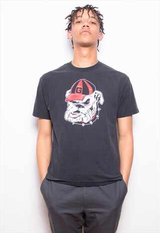 VINTAGE 90S BLACK BULLDOG ANIMAL PRINT T-SHIRT