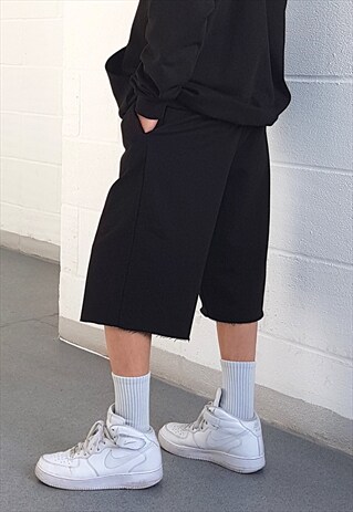 NEW RINGSPUN COTTON SWEAT SHORTS BLACK