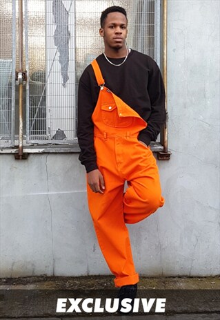 EXCLUSIVE OVERSIZED BAGGY FIT DUNGAREES ORANGE