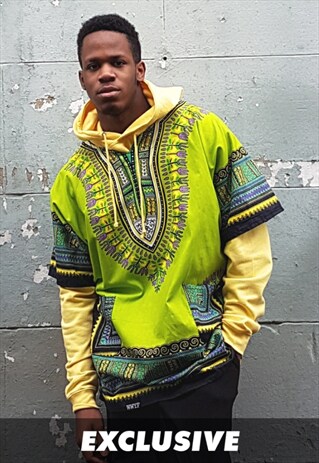 EXCLUSIVE RINGSPUN COTTON DA-HOODIE GREEN & YELLOW