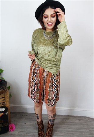 AZTEC PRINT HIGH WAISTED LOUNGE STYLE 90'S SHORTS