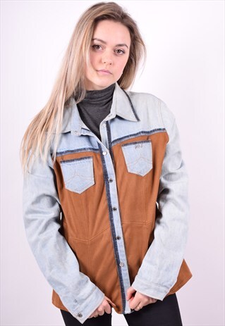 ROCCOBAROCCO WOMENS VINTAGE DENIM SHIRT MEDIUM MULTI 90'S