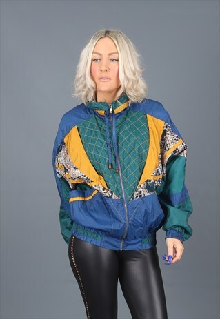 VINTAGE SHELL BOMBER JACKET TRACK TOP 90'S OVERSIZED (43R)
