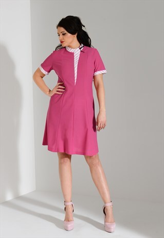 VINTAGE 1960S MOD RETRO SCOOTER PINK SHIFT DRESS