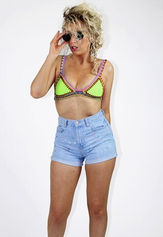 REWORKED PAINT SPLAT DENIM SHORTS