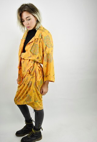 VINTAGE 80S UNUSUAL PAISLEY SHIRT/WRAP DRESS - PURE SILK
