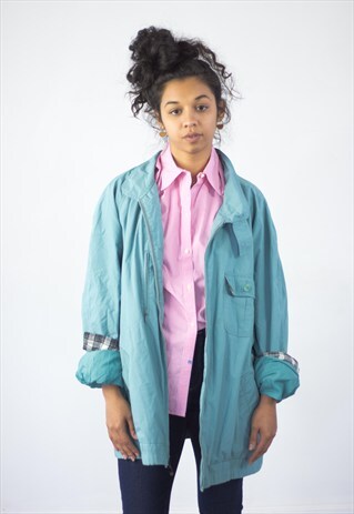 VINTAGE GREEN BOMBER JACKET OVERSIZED 90S X 21.5