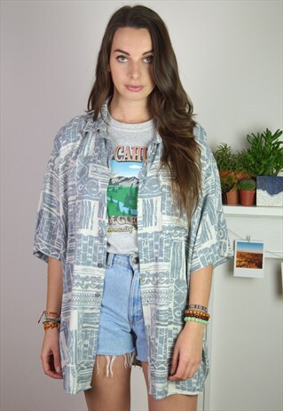 90S VINTAGE SHORT SLEEVE ABSTRACT PRINT SHIRT