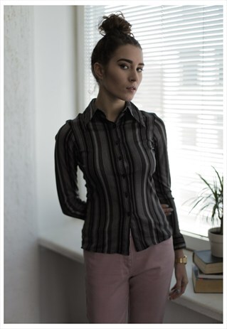VINTAGE 70'S BLACK STRIPED SHIRT
