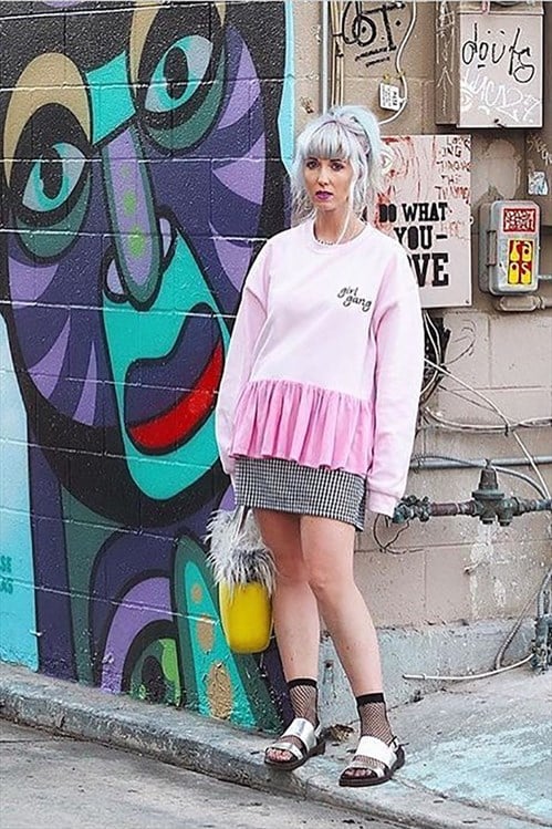 Siobhan from Just A Uniform in our Girl Gang Ruffle Sweater