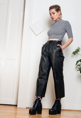 Crop leather trousers - 80s vintage pleated pants | Pop Sick | ASOS ...