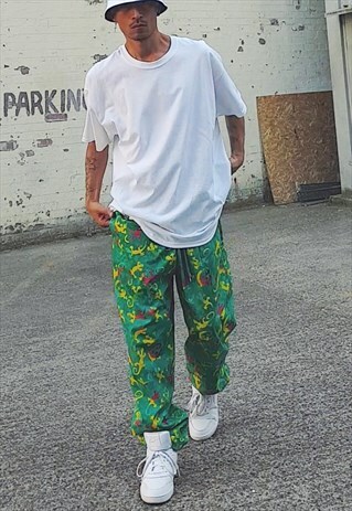 NEW RAVER PRINT TROUSERS GREEN