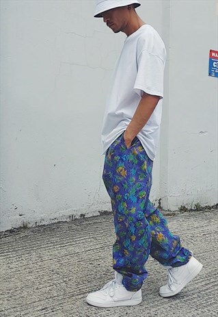 NEW RAVER PRINT TROUSERS BLUE VIOLET