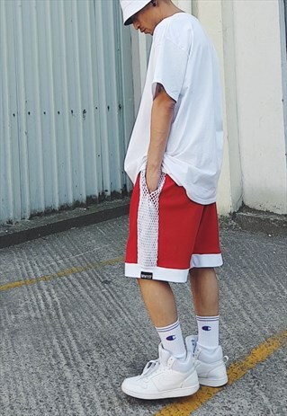 NEW MESH PANEL SHORTS RED