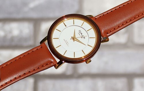 Omax Gold Watch with Brown Trim