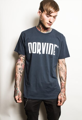 NORVINE FULL LOGO ORGANIC COTTON T-SHIRT DYED DENIM BLUE