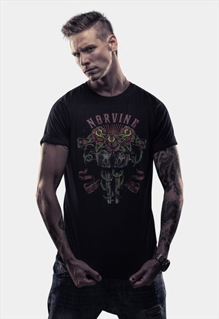 NORVINE BLACK COTTON T-SHIRT - OLDSKOOL GUNZ
