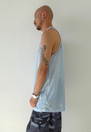 NEW MESH BASKETBALL VEST LIGHT BLUE