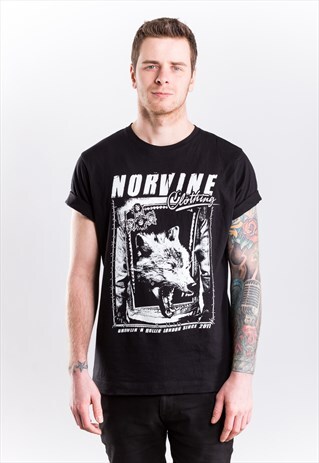 NORVINE BLACK COTTON T-SHIRT - WOLF