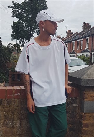 NEW ULTRA BAGGY FOOTBALL SHIRT WHITE & NAVY