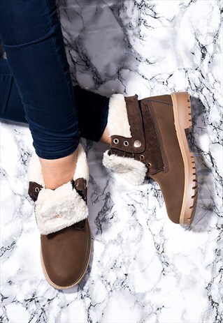 cleated sole lace up boots
