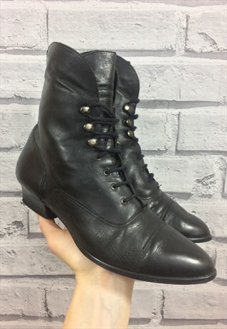 black vintage ankle boots