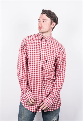 VINTAGE 1990S RED AND WHITE CHECKED SHIRT