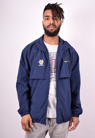 NIKE MENS VINTAGE TRACKSUIT TOP JACKET LARGE NAVY BLUE 90'S