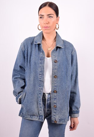 WOOLRICH WOMENS VINTAGE DENIM JACKET LARGE BLUE 90'S
