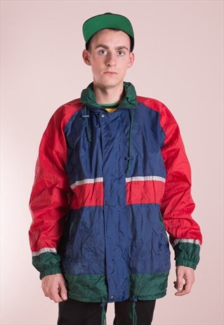 VINTAGE NYLON, COLORBLOCK WINDBREAKER FROM THE 90S