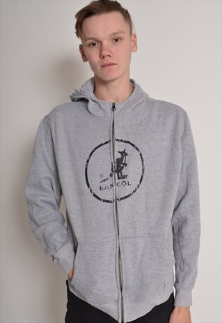 VINTAGE KANGOL ZIP UP HOODIE GREY