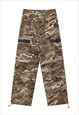 Military parachute pants cargo pocket camo joggers in brown
