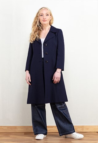VINTAGE 60'S BLUE WOOL BLEND COAT