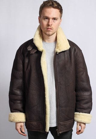 VINTAGE LEATHER SHERPA JACKET