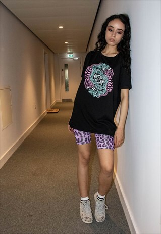 T-SHIRT IN BLACK ORGANIC COTTON WITH DRAGON GRAPHIC PRINT